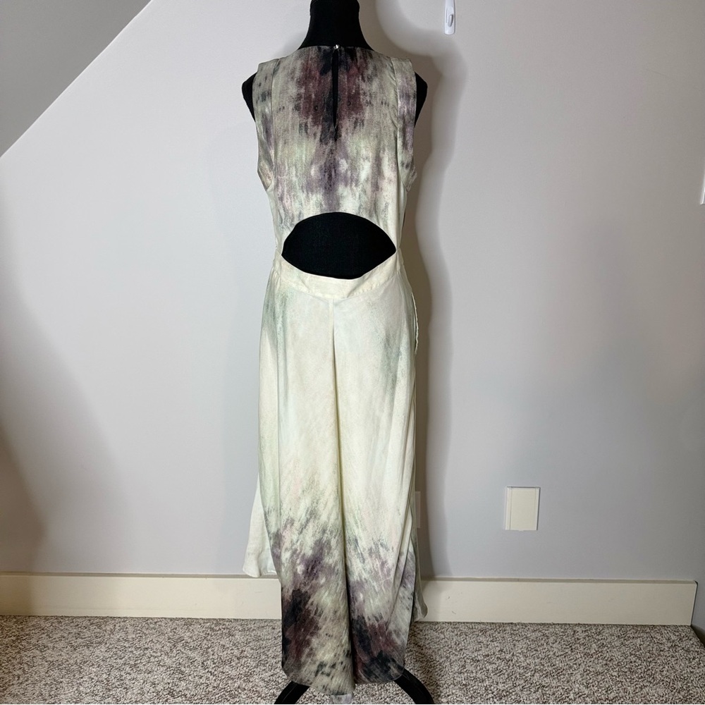 RACHEL ROY Sleeveless Asymmetrical Watercolour Dress Cut Out Zipper Size 10 - Picture 8 of 15